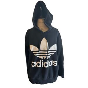 Adidas Originals Trefoil Hoodie Black with White logo Size L